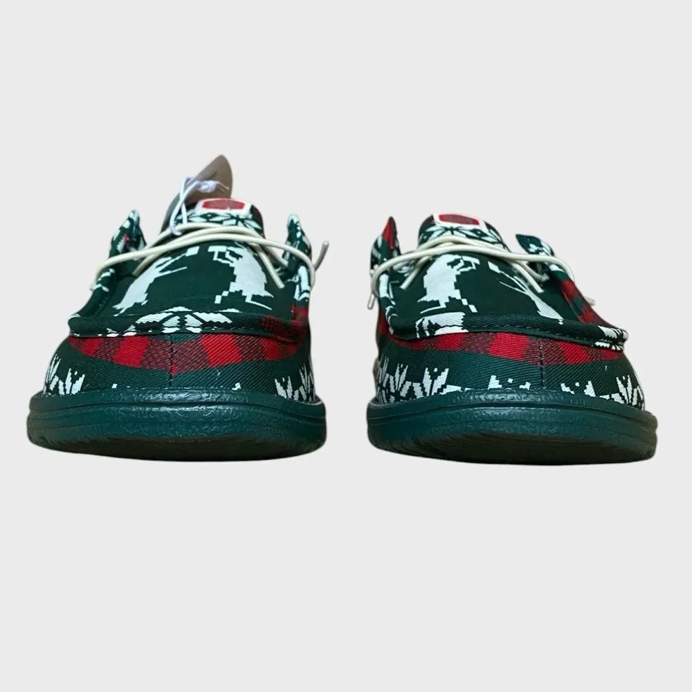 NWB Hey Dude Men's Wally Holiday Cheers Slip-On Shoes 9 Green/Multi Comfy Preppy